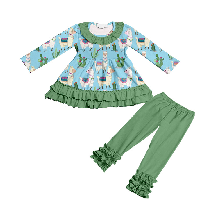 High-Quality Foreign Trade Children's Clothing Printed Children's Cute Creative Customized Autumn Suit