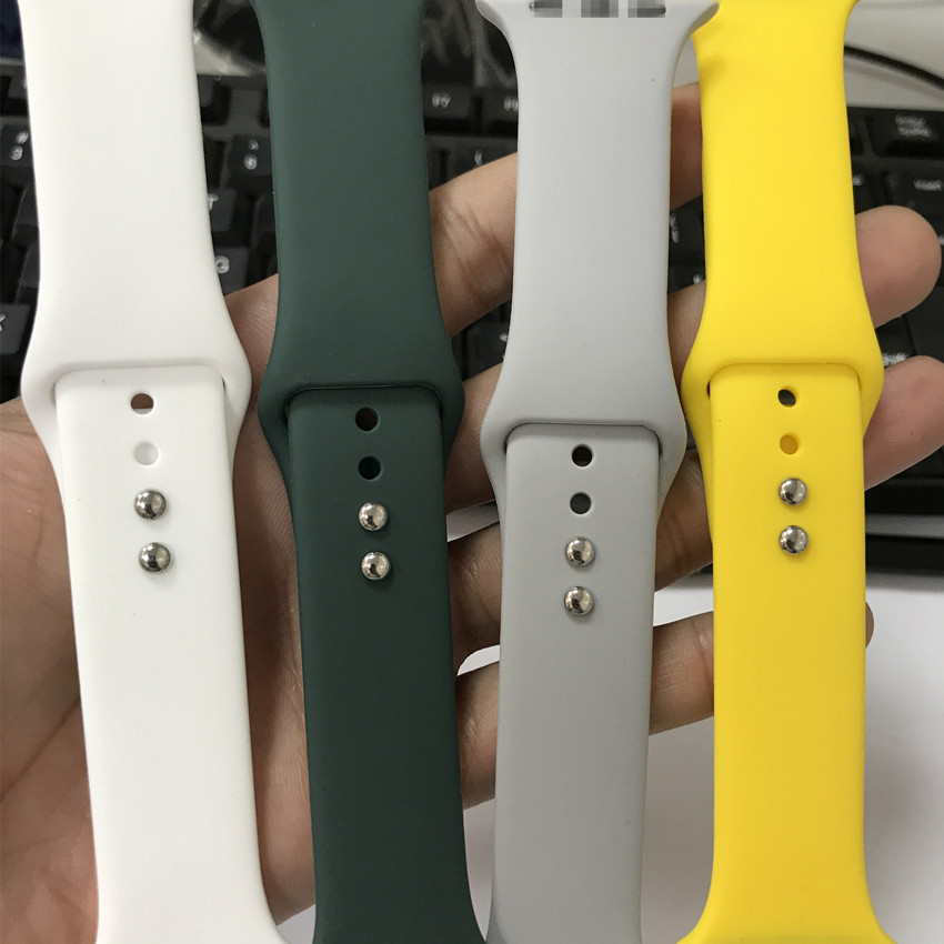 For Apple Watch Strap Solid Color Double Nail Apple watch1-8 Generation Monochrome Silicone Strap Double Buckle