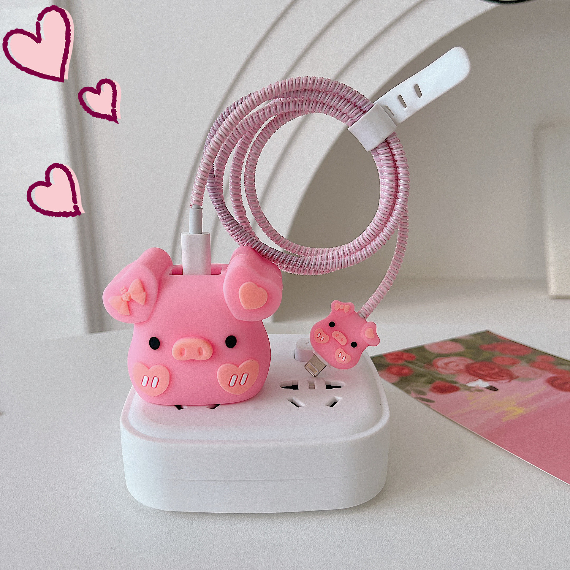 Cross-Border Applicable Apple 18/20W Cartoon Data Cable Protective Cover Strap Winding Rope Storage Cute Cable Manager