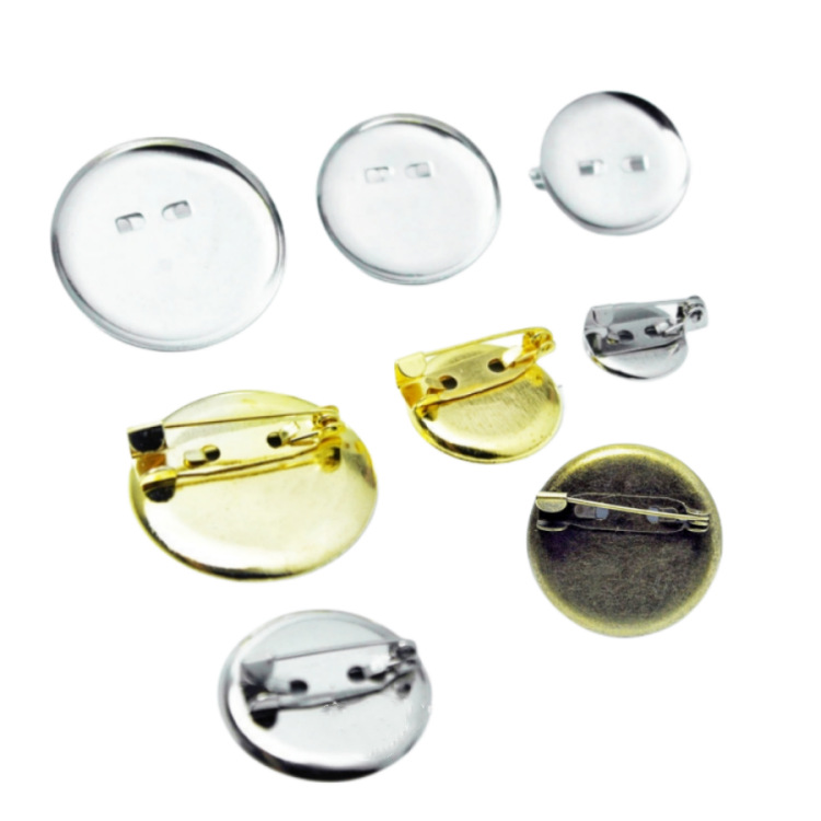 DIY brooch accessories 3cm retro gold nickel-free European standard disc pin fabric corsage with tray pin wholesale New