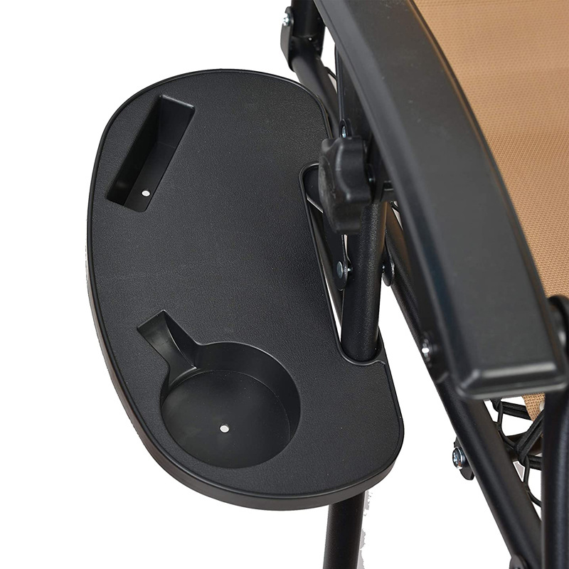 Складной уличный кресло-реклайнер с подставкой для чашки, отсеком для воды и слотом для телефона