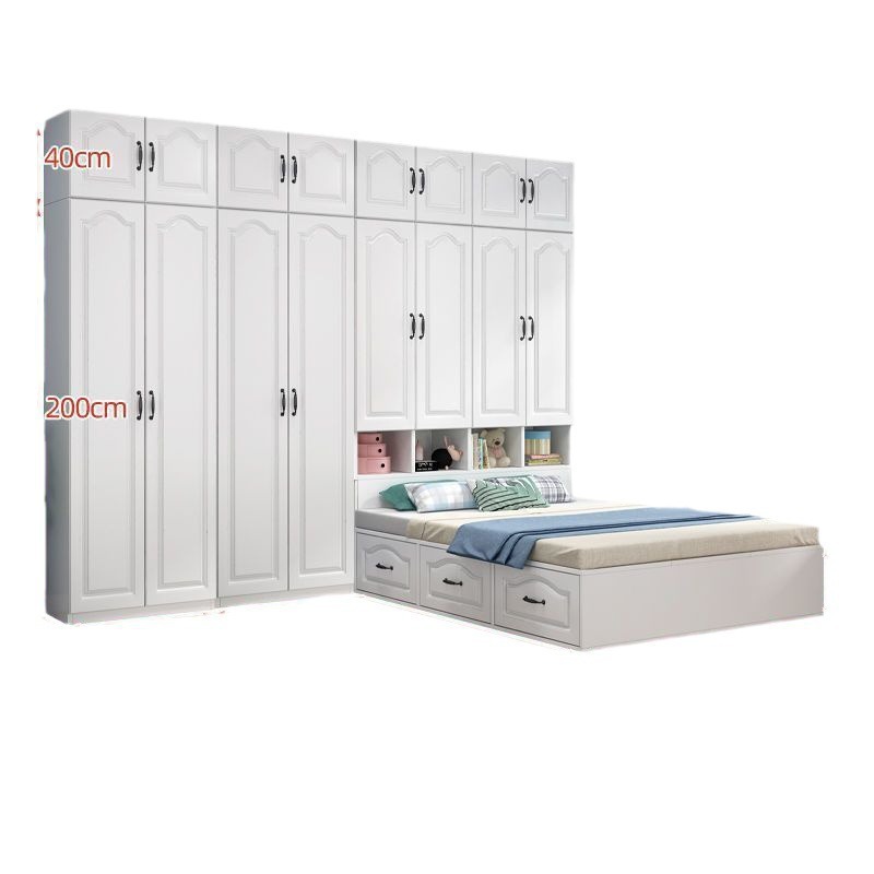 Tatami Wardrobe Bed Integrated Wardrobe with Desk Wardrobe Combination Small Apartment Multi-Functional Children's Bed Can Be Modified