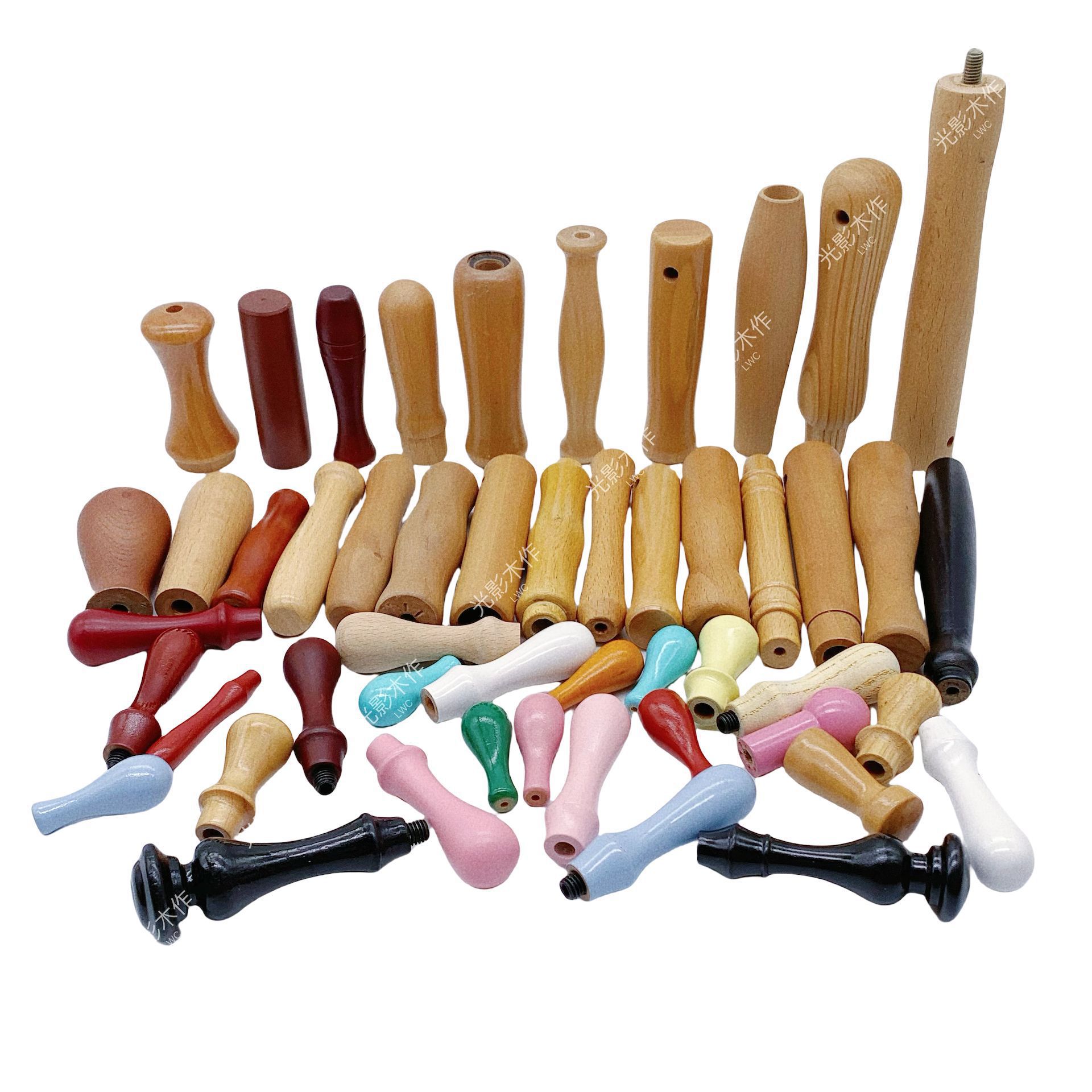 Solid Wood Handle with through Holes, Beech Wood Tool with Mortise and Tenon Joints, Special-Shaped Hardware Tool with Wooden Handle, Spray-Painted