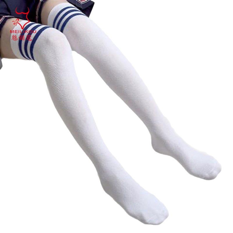 Japanese style sexy preppy style cotton thick black and white striped stockings three bars over the knee high socks student socks 13