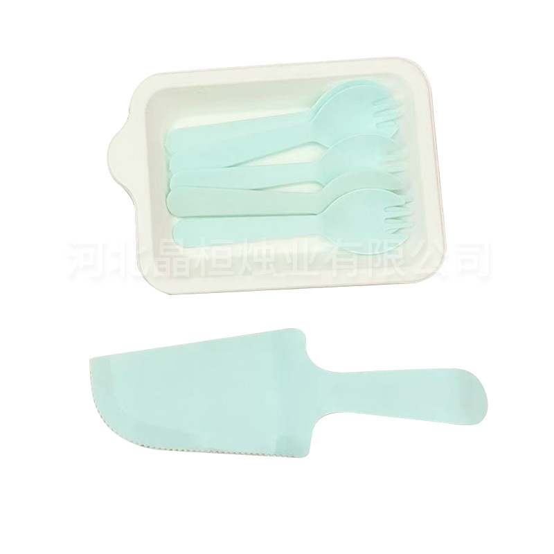 Cake Shop tableware birthday cake plate round fork spoon disposable birthday supplies party cake knife fork plate suit