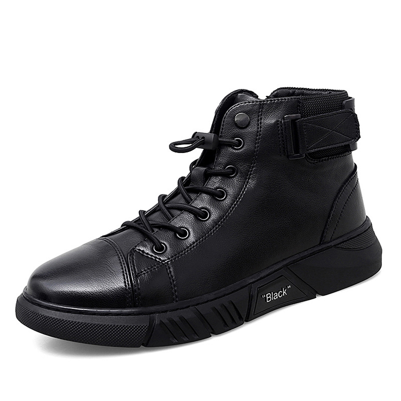 2025 Chelsea Boots Men's British Men's Boots Fleece-Lined Warm High-Top Men's Casual Leather Boots Men's Trendyy and Versatile