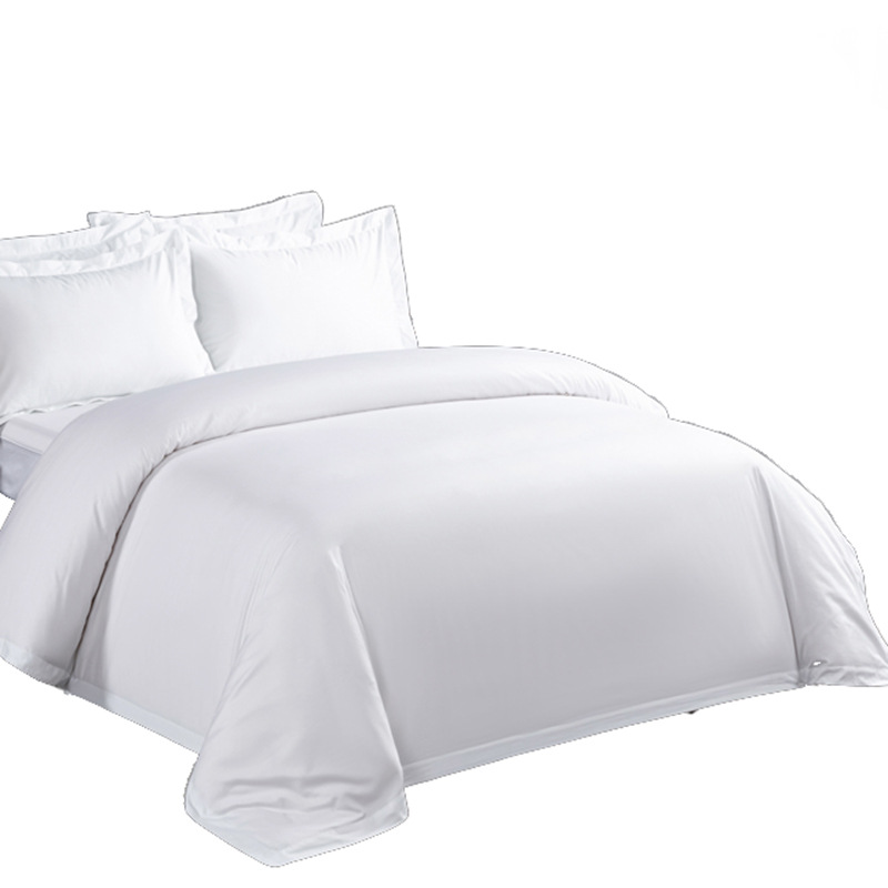 60-Count Satin Four-Piece Set, Pure Cotton Bedding, Pure White Bed Sheet, Bedding, Bed Runner, Hotel White Bed Sheet