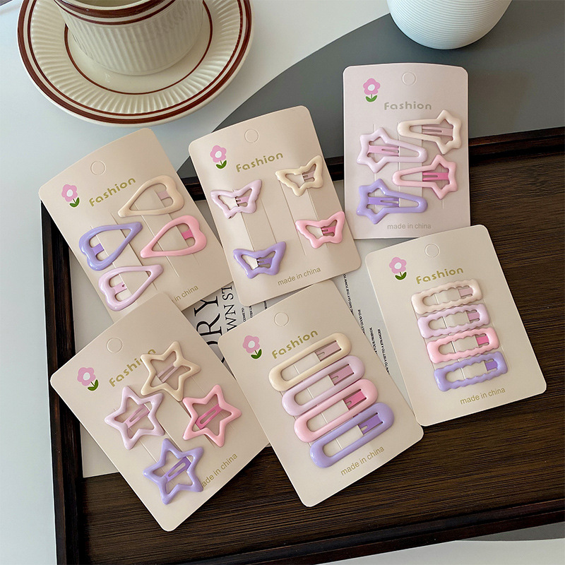 Cute Pink Star Hairpin Children's Colorful Broken Hair Bangs Clip Headdress Preface Side Love Baby Baby Hairpin Hairpin