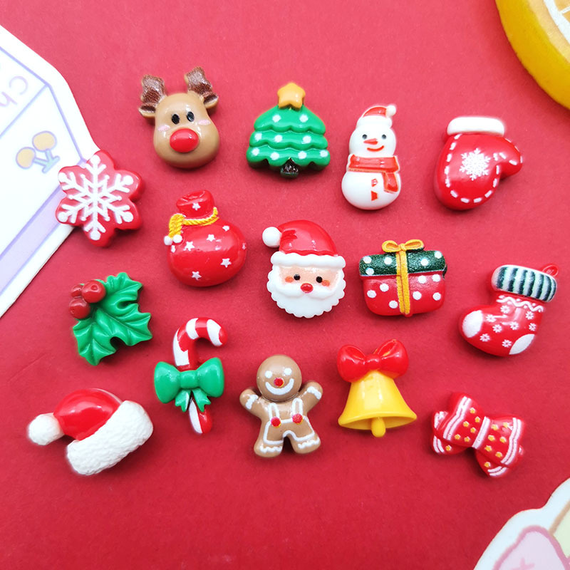 Мини Маленький Размер Мультяшная Рождественская Шапка Обувь Дерево Олень DIY Смола Аксессуары Для Чехла Для Телефона Аксессуары Наклейка Для Ногтей