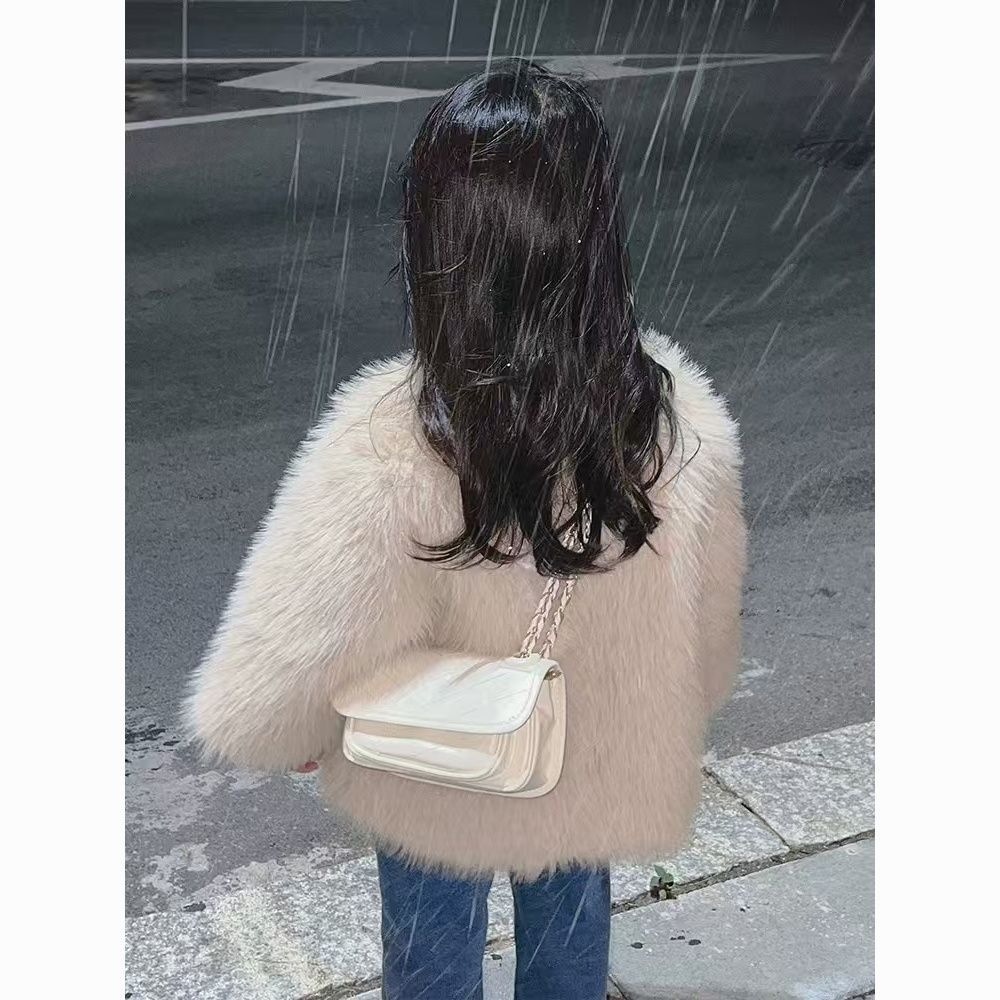 New Girls' Fleece-Lined Thick Coat, New Chinese Style Autumn and Winter Children's Coat, Faux Fox Fur Versatile Stylish Fur Cotton Coat