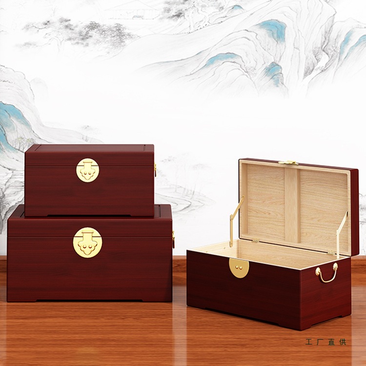 Dowry Box Camphor Wood Wedding Dowry Box Storage Storage Calligraphy and Painting Box Wedding Clothing Box Solid Wood Retro Wooden Box