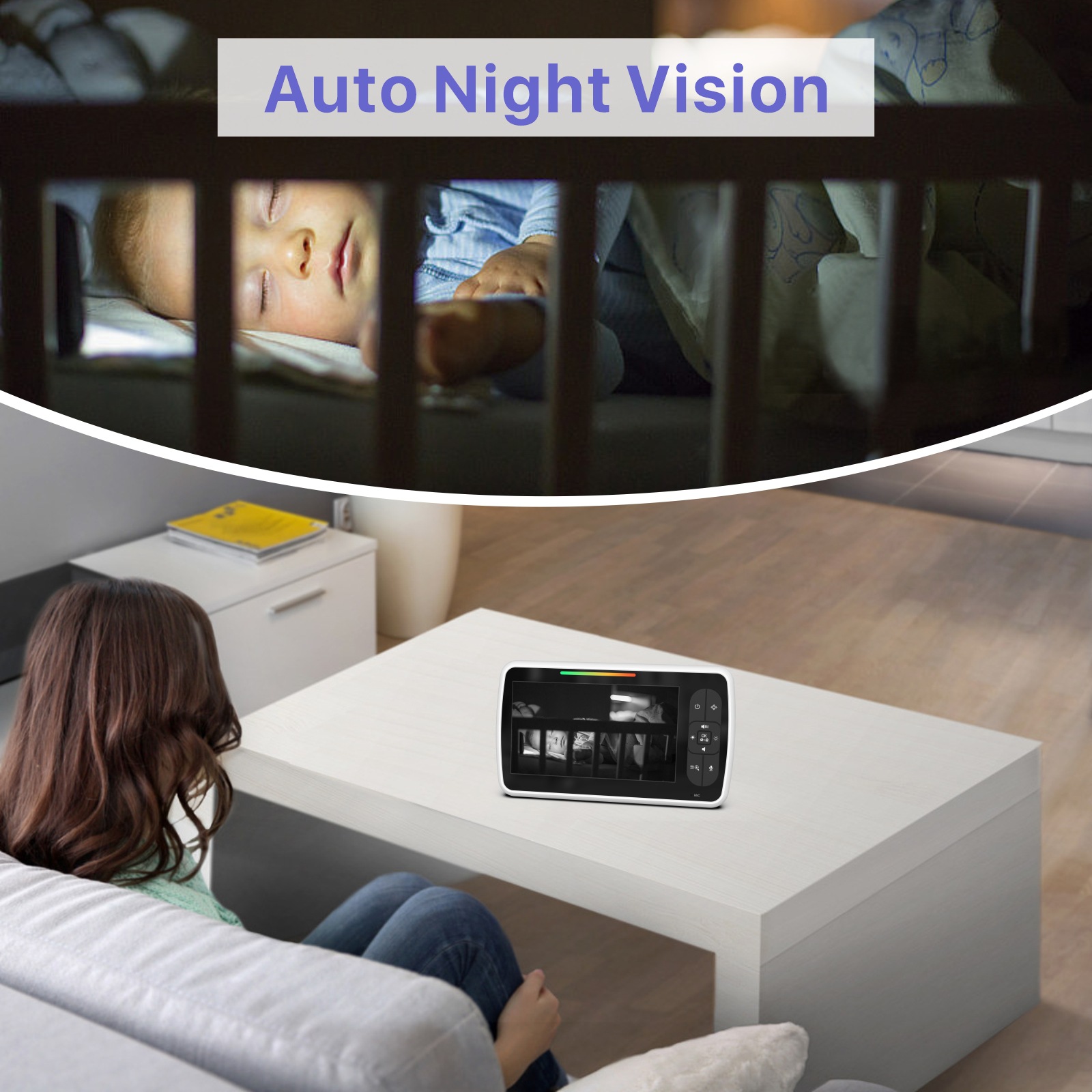 Source Factory 5inch Shaking Head Night Vision Baby Monitor Two-Way Intercom Baby Career Babymonitor