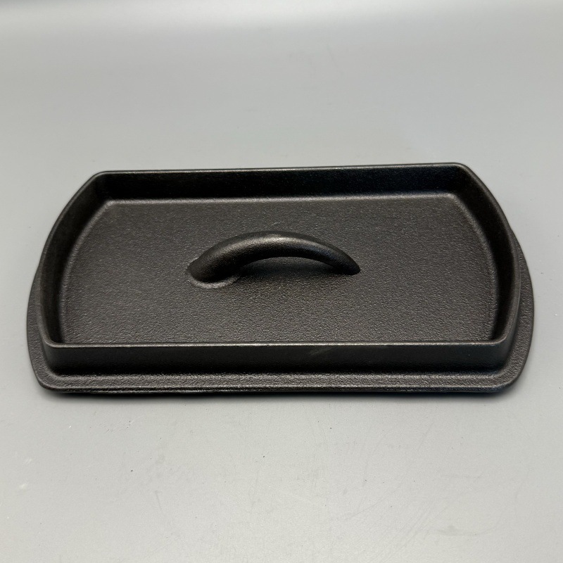 Cast Iron Bread Pan Rectangular Baking Pan Toast Pan Outdoor Barbecue Hanging Pan Square Bread Pan with Lid Handle