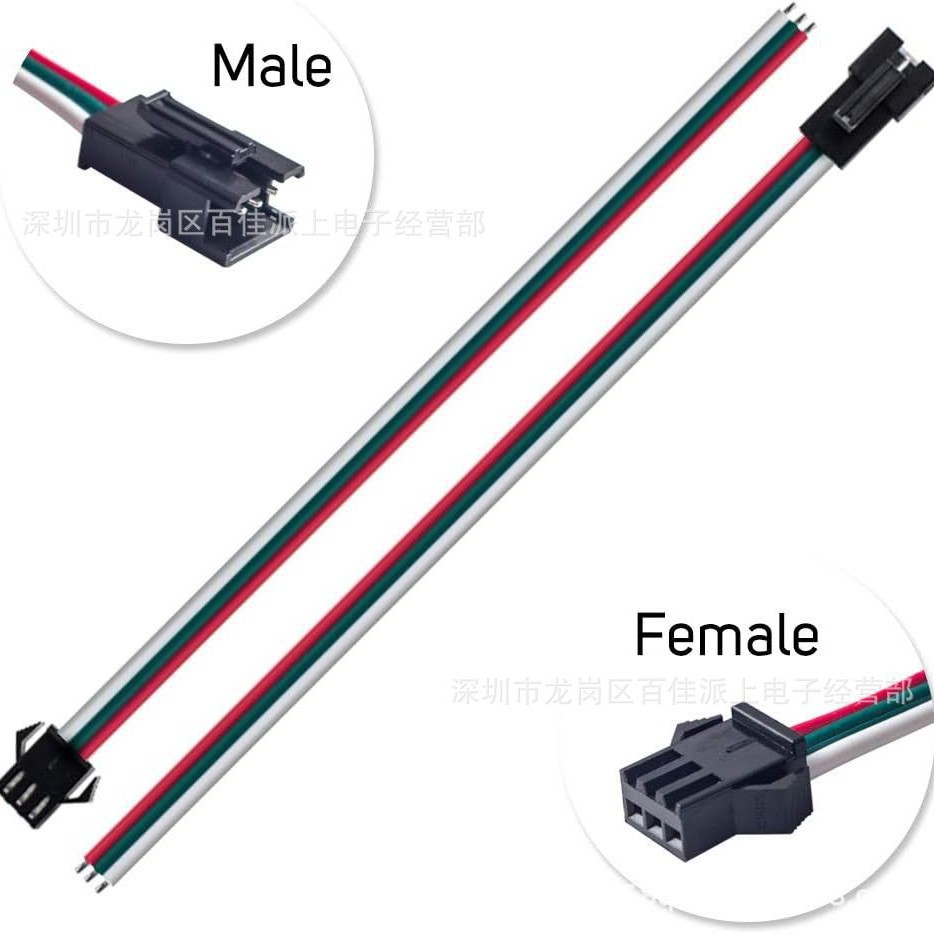 3Pin Wired Sm Terminal Ws2811/2812B/1903 Fantasy Light Bar Male and Female Wire 15cm 22Awg