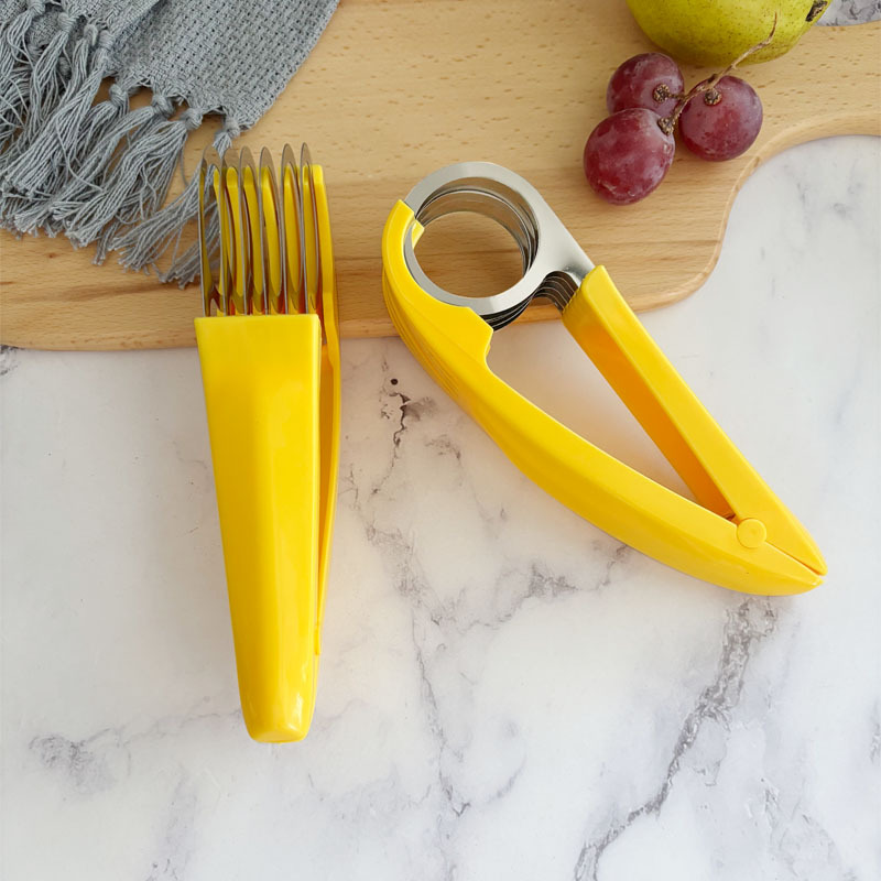 Нож для нарезки бананов из нержавеющей стали для нарезки ветчины и колбасы, инструмент для нарезки и деления бананов на фруктовой тарелке