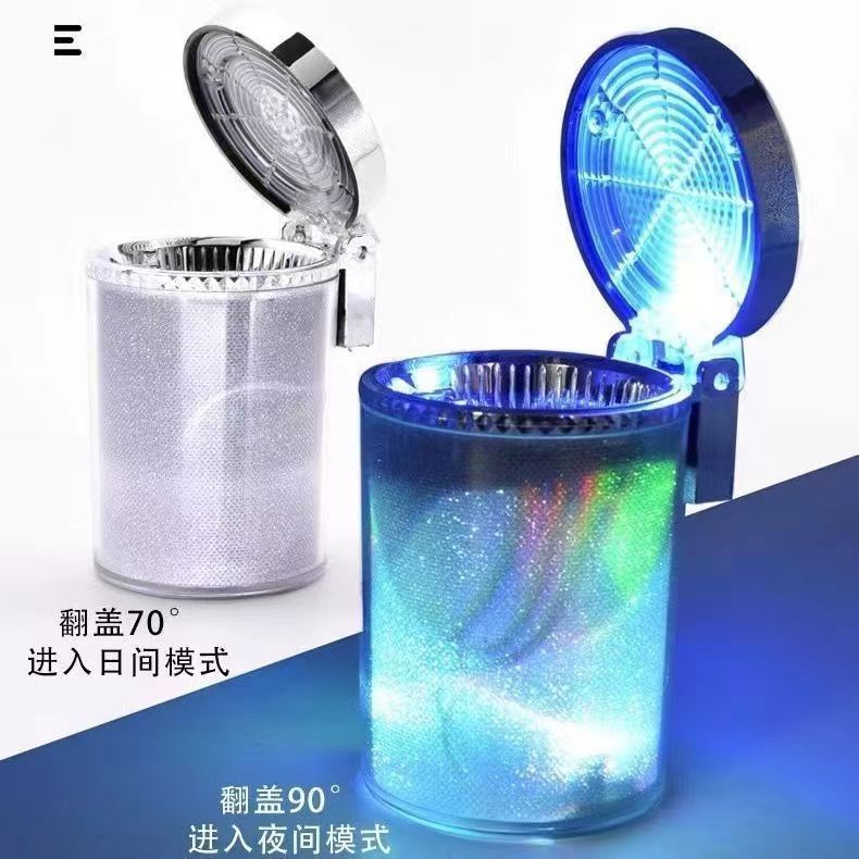 Car Ashtray Hanging Personalized Creative Popular Car Ashtray with Cover LED Light Car Ashtray