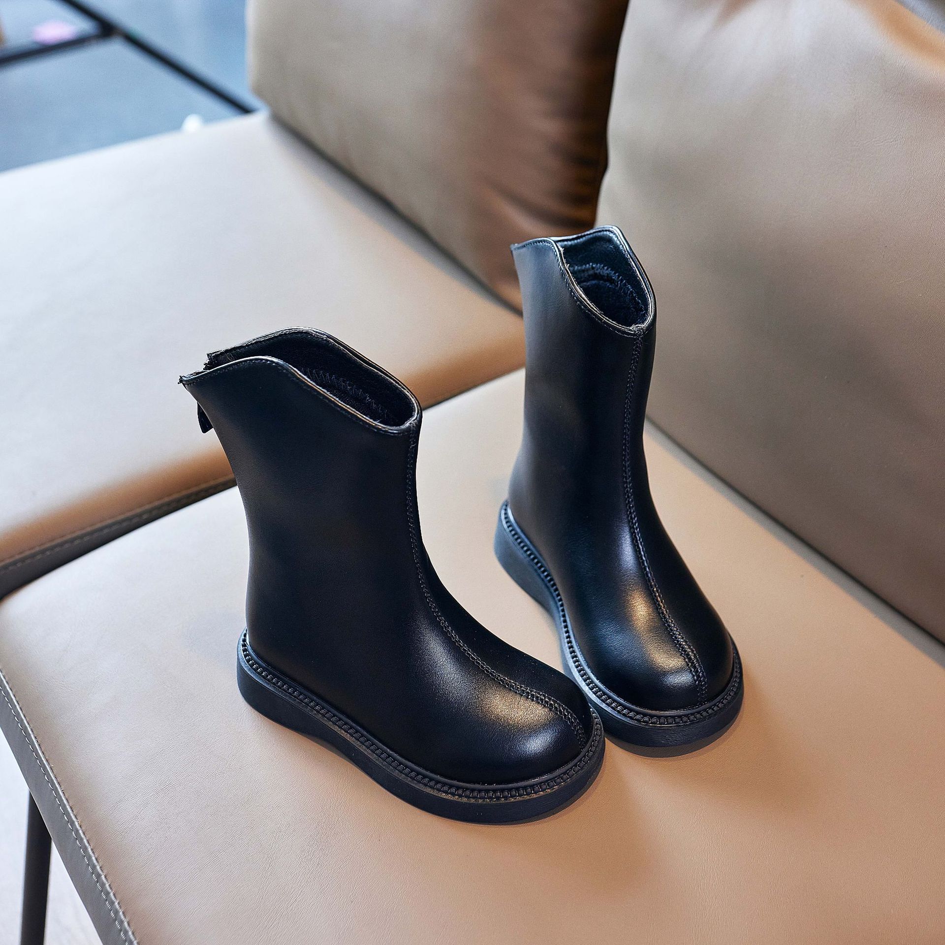 Little Bear 2025 New Autumn and Winter Girls' Boots with Plush Lining, Toddler Cotton Shoes, Baby Girls' High-Top Shoes