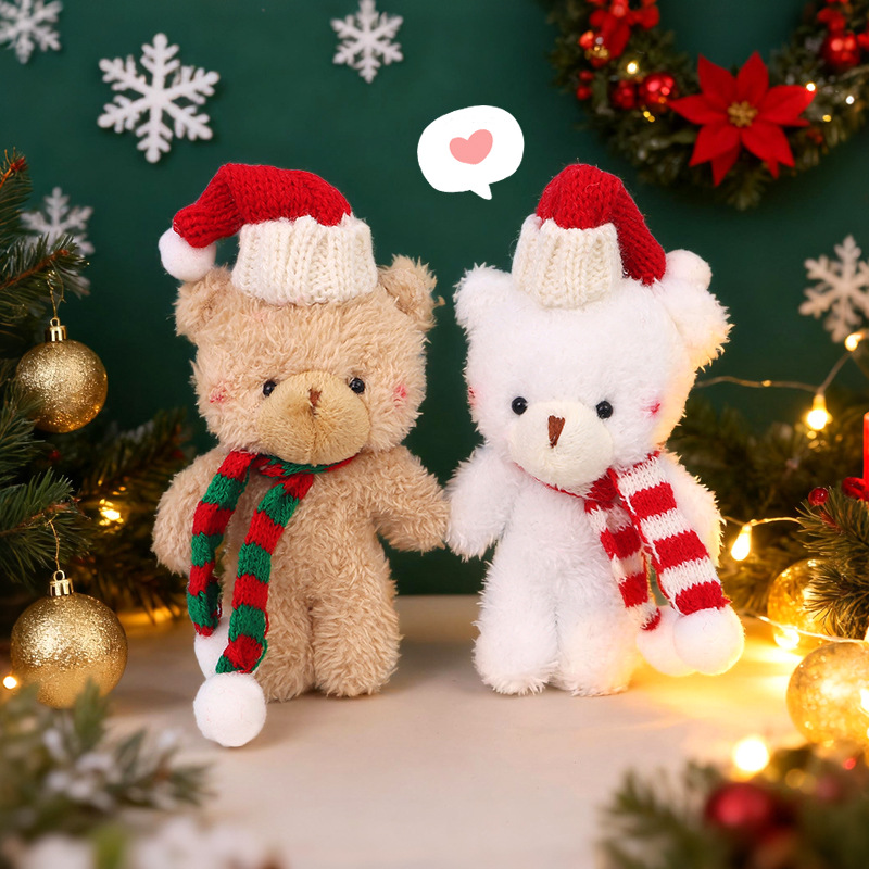 Christmas cute blush scarf Plush Doll Doll one-piece bear keychain pendant Doll Gift