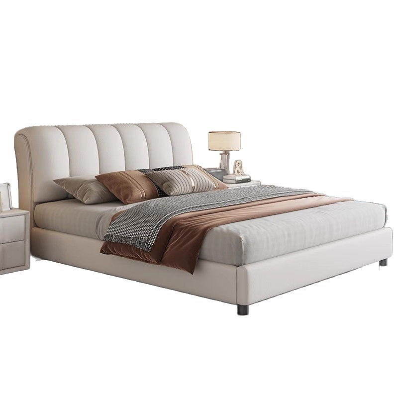 Modern Small Apartment Puff Bed Double 1.5 Solid Wood Bed 2m Master Bedroom Upholstered Double Storage Wedding Bed