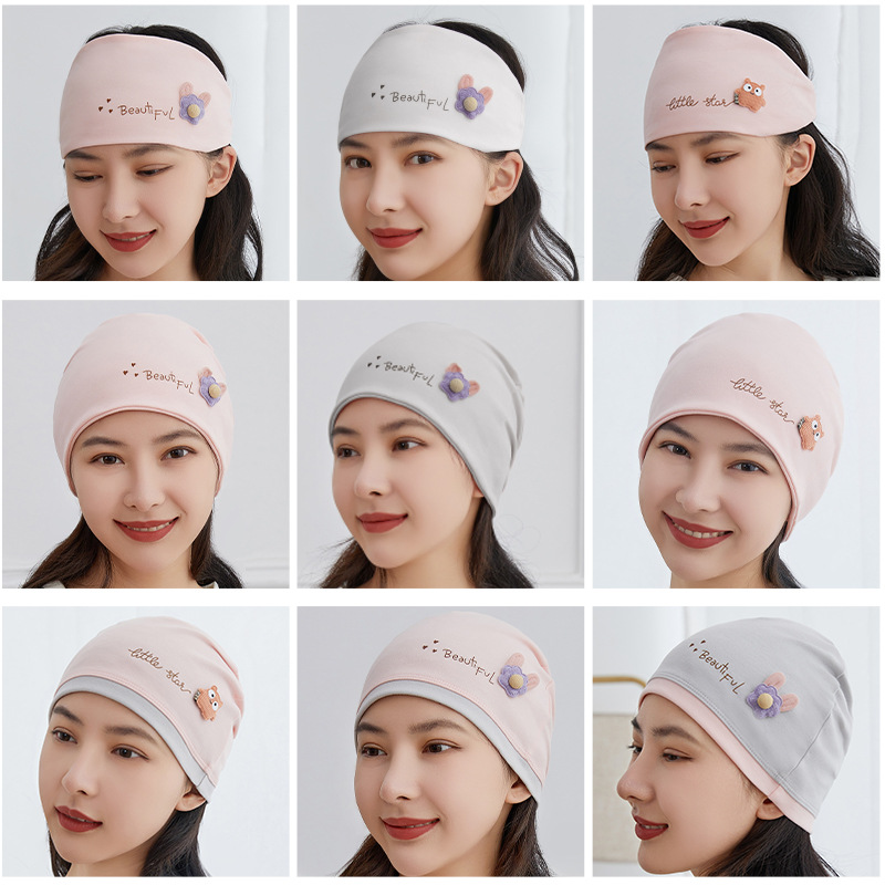 новая беременная шапка из хлопка с рисунком медведя и луны, маленькие цветы, оптовая продажа для беременных женщин