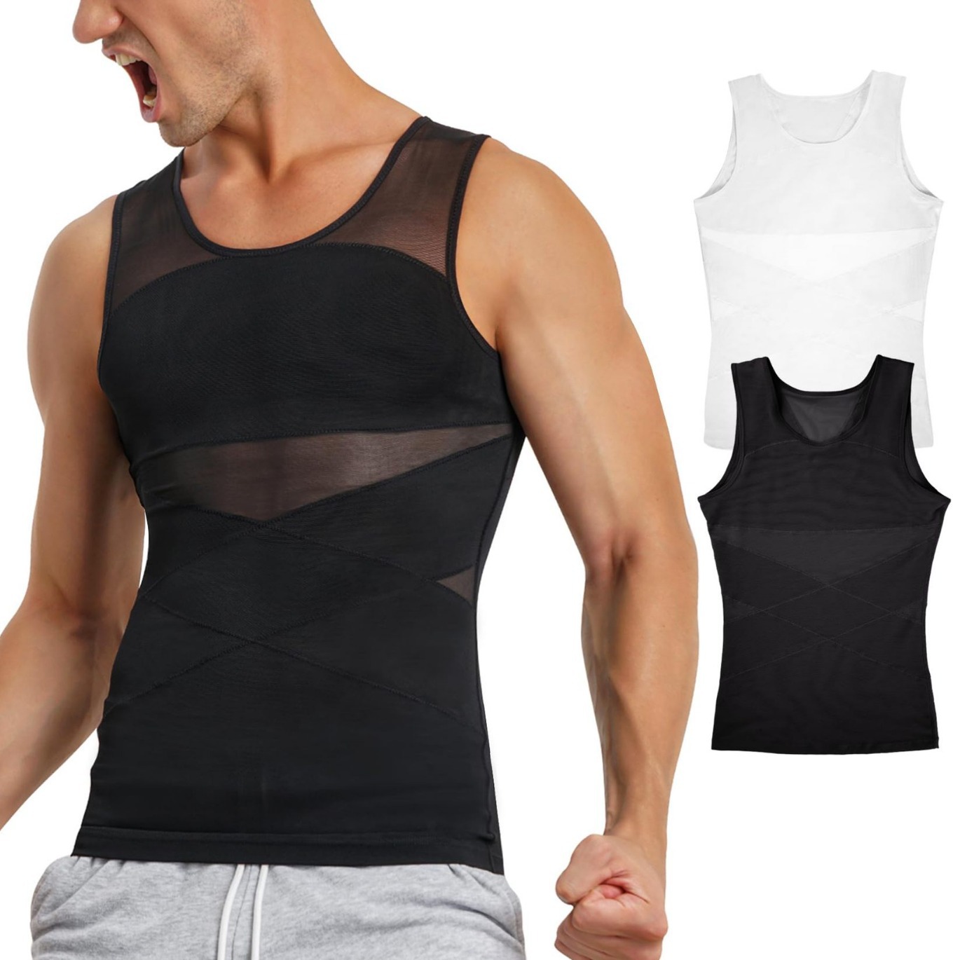 Amazon's Best-selling Men's Body Shaping Vest, Abdominal Corset, Breathable Mesh Tight Vest