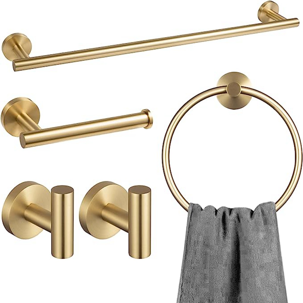 Cross-Border Stainless Steel Bathroom Pendant Towel Rack Set Bathroom Hardware Pendant Set Bathroom Towel Bar Set Complete Set