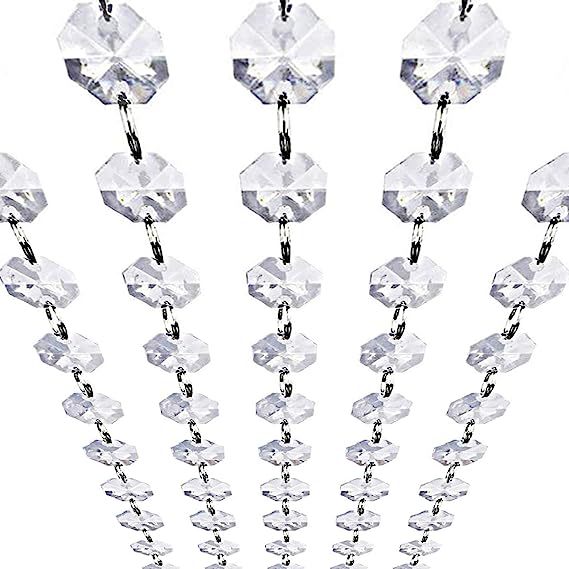 14mm Wedding Bead Chain Road Lead Bead String Wedding Live Stage Ceiling Decorative Acrylic Crystal Octagonal Bead Curtain
