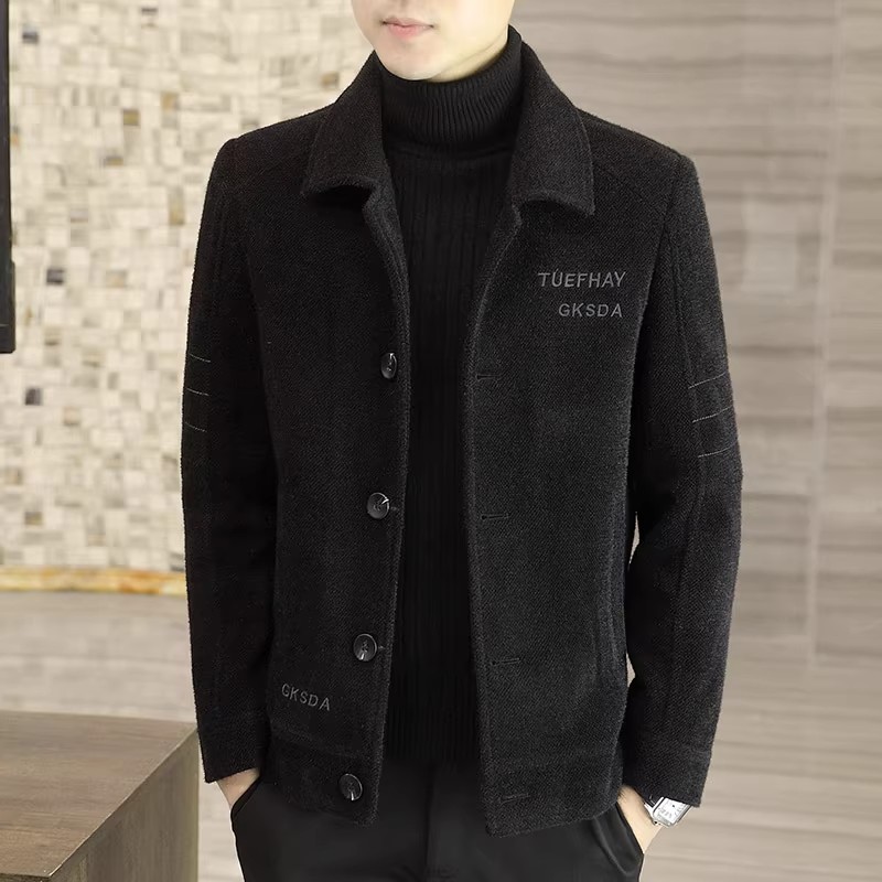 New Men's Woolen Coat Short Autumn and Winter Woolen Coat Men's Thickened Jacket Top High-end Casual Coat