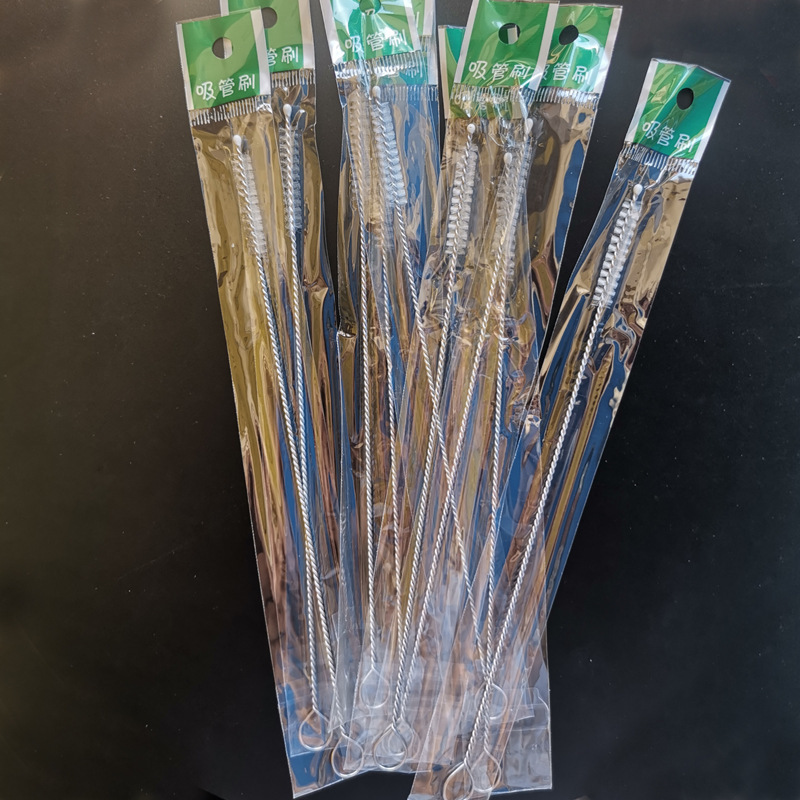 Stainless steel bottle straw brush straw cleaning brush 175mm guide brush bottle spiral soft bristle straw brush