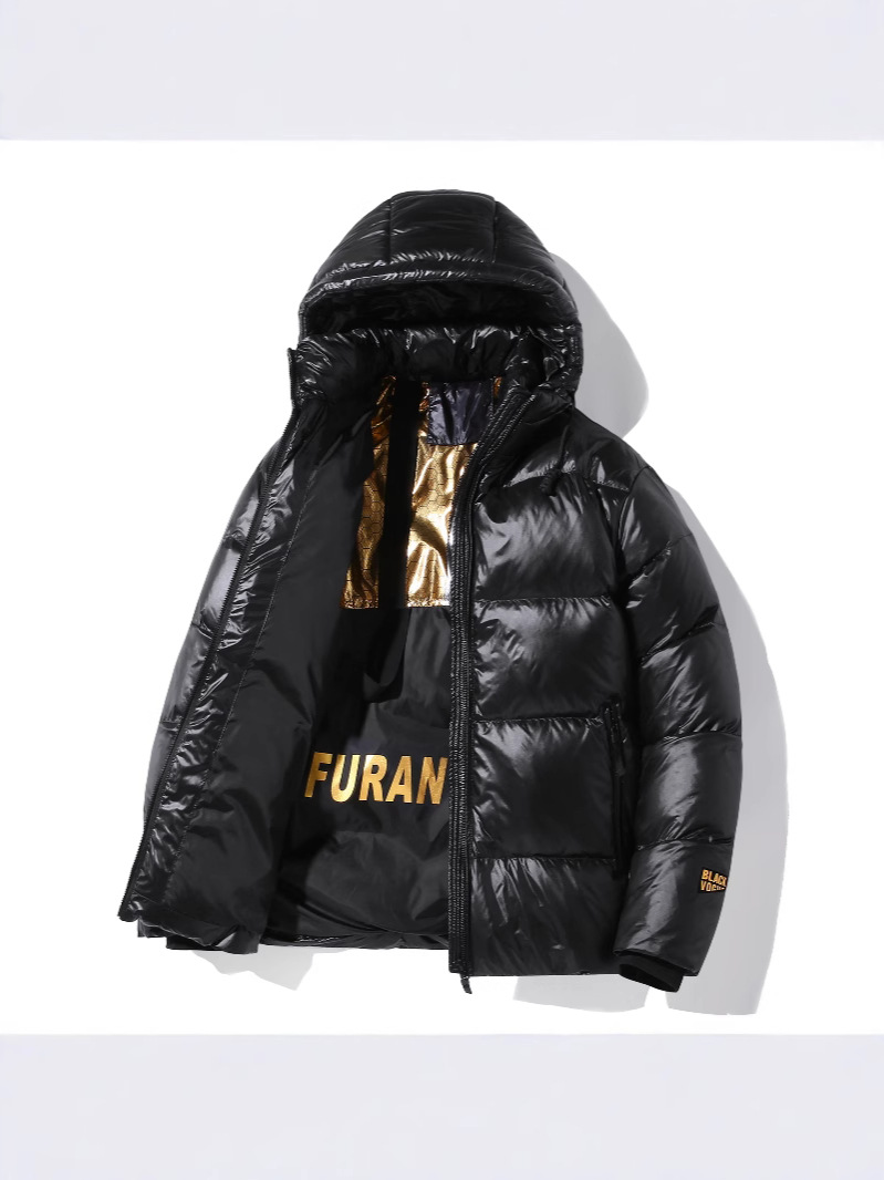 2023 Hot New Black Gold Oversized Fashion Warm Thickened Jacket Men's Hooded 150kg
