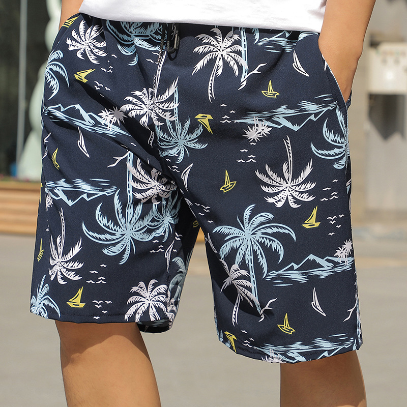 Summer Beach Pants Men's Loose Casual Five-point Pants Ice Silk High Elastic Quick-drying Seaside Large Size Shorts for Men