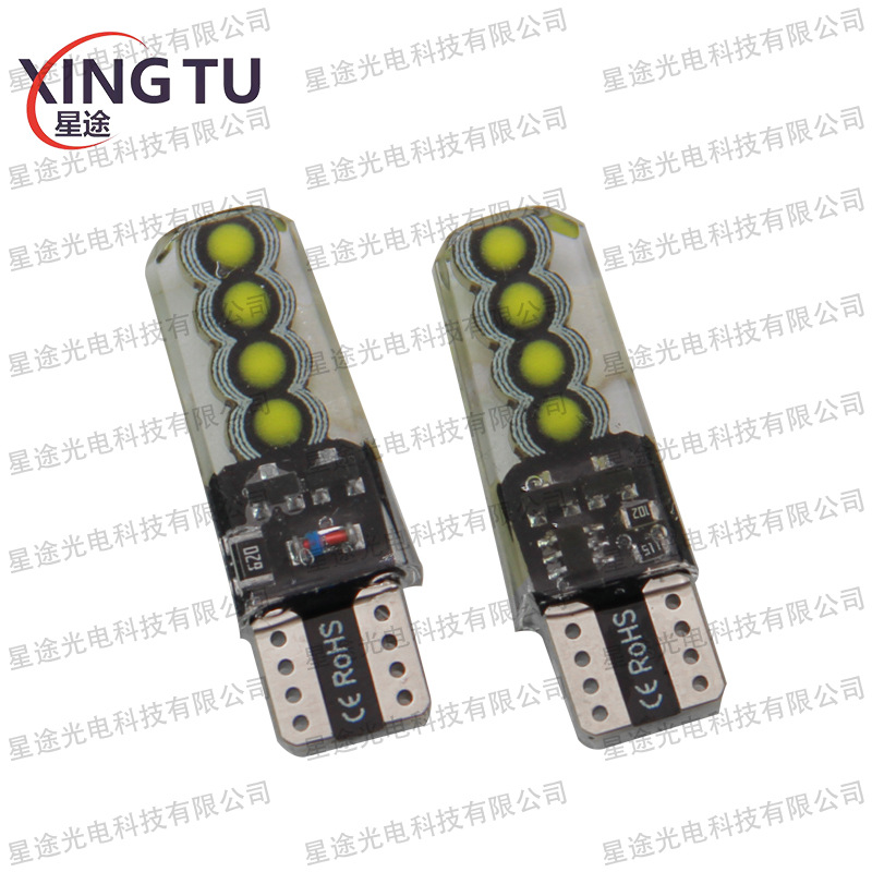 Car led width indicator light flowing water burst flash T10 COB 8SMD silicone small light motorcycle profile light driving light