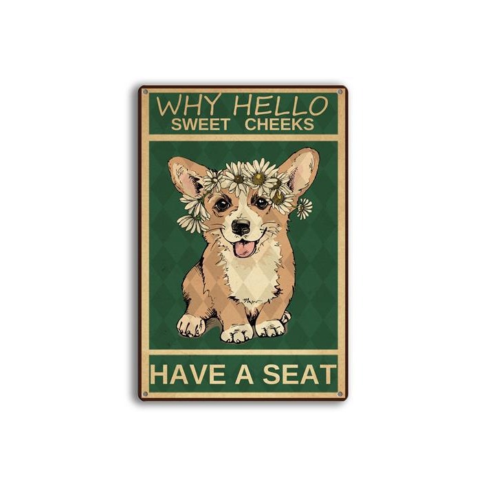 Funny dog decoration tin painting farm office coffee bar home wall decoration aluminum plate painting vintage tin logo