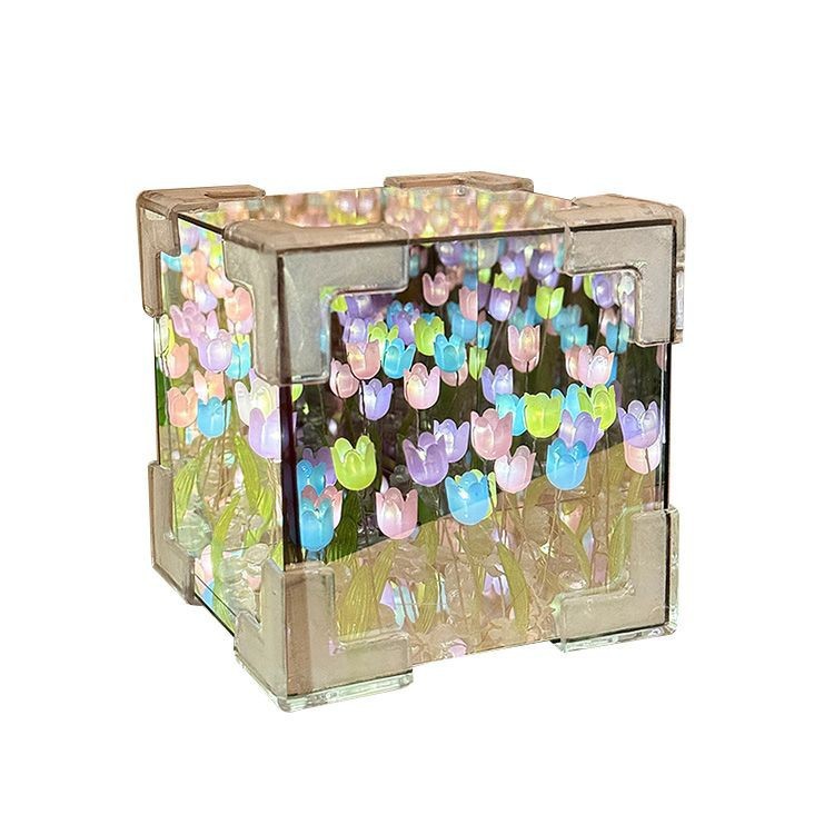 Tulip Rubik's Cube Night Light Handmade DIY Material Pack Chinese Valentine's Day Gift for Girlfriend Couple Gift
