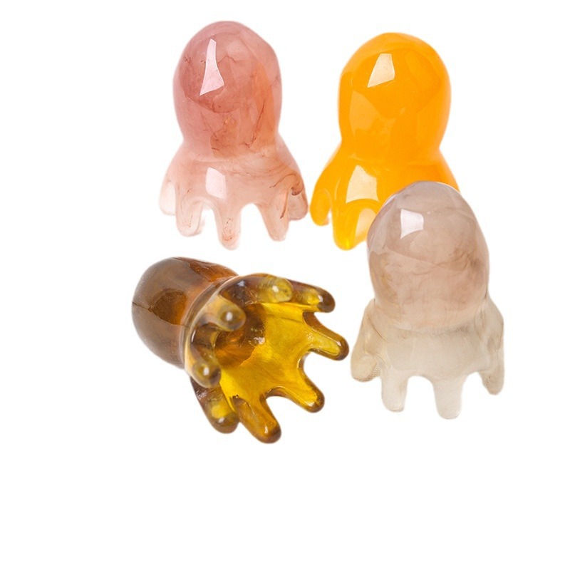 Resin Beeswax Octopus Comb Hair Therapy Octopus Head Massager Meridian Comb Shoulder and Neck Massage Dredging Wholesale