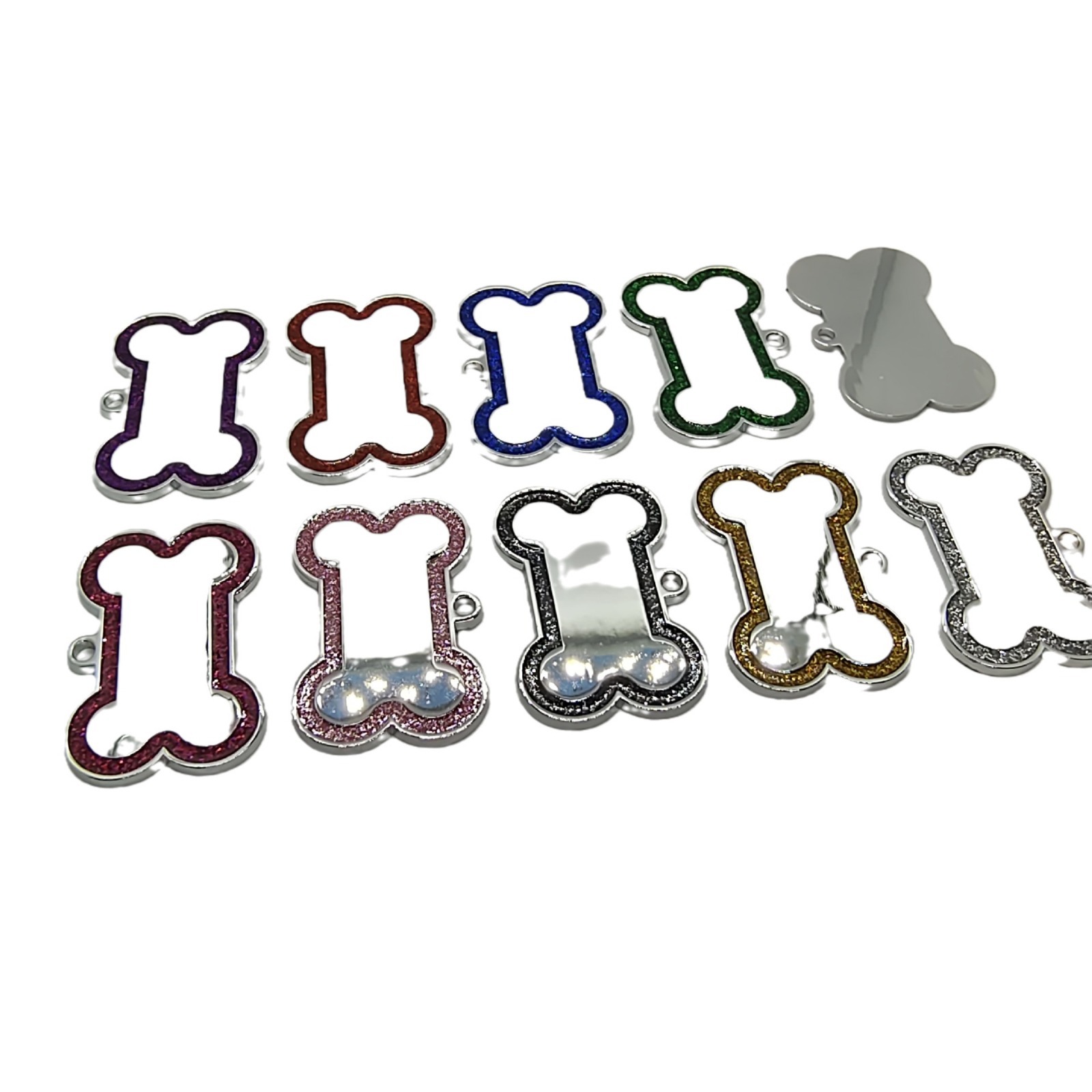 Zinc Alloy Pet Anti-Lost Tag Decorative Plate Cross-Border Bone Edge Glitter Manufacturer Direct Delivery First-Hand Supply