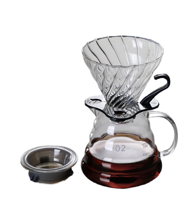Factory wholesale hand-washed glass coffee pot cloud pot filter cup filter sharing pot set can be printed logo