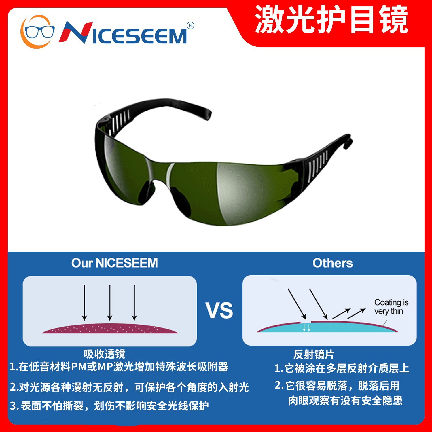 Factory laser glasses hair removal instrument special anti-goggles anti-ultraviolet near-infrared laser goggles