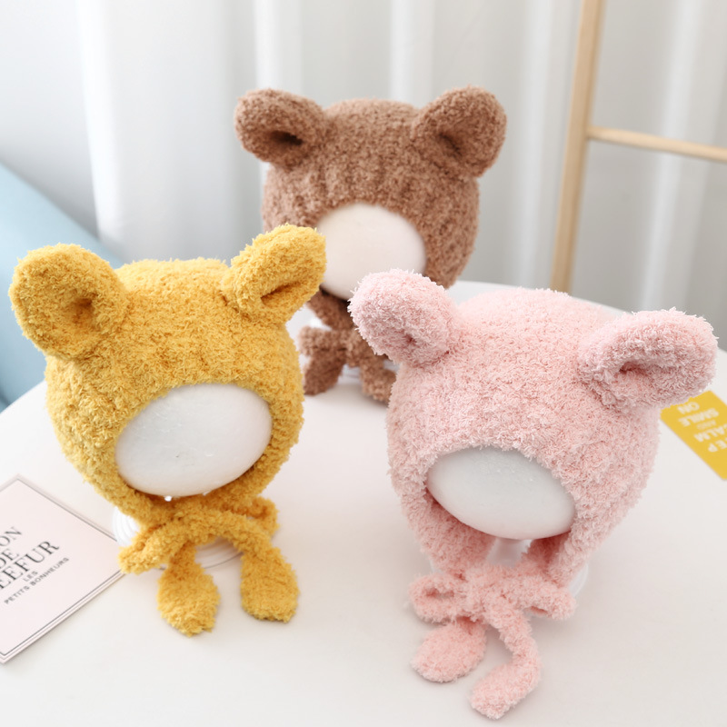 Baby hat autumn and winter baby girl cute super cute ear protection plush hat baby boy warm winter hat children