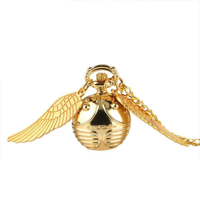Harry Potter Peripheral Pocket Watch Golden Snitch Ball Vintage Necklace Watch Flip Large Wings Pendant Memorial Watch