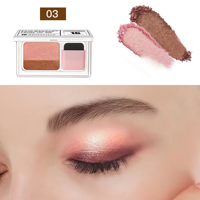Two-color plain lazy seal eye shadow two-color gradient elastic eye shadow with brush matte beginner durable waterproof