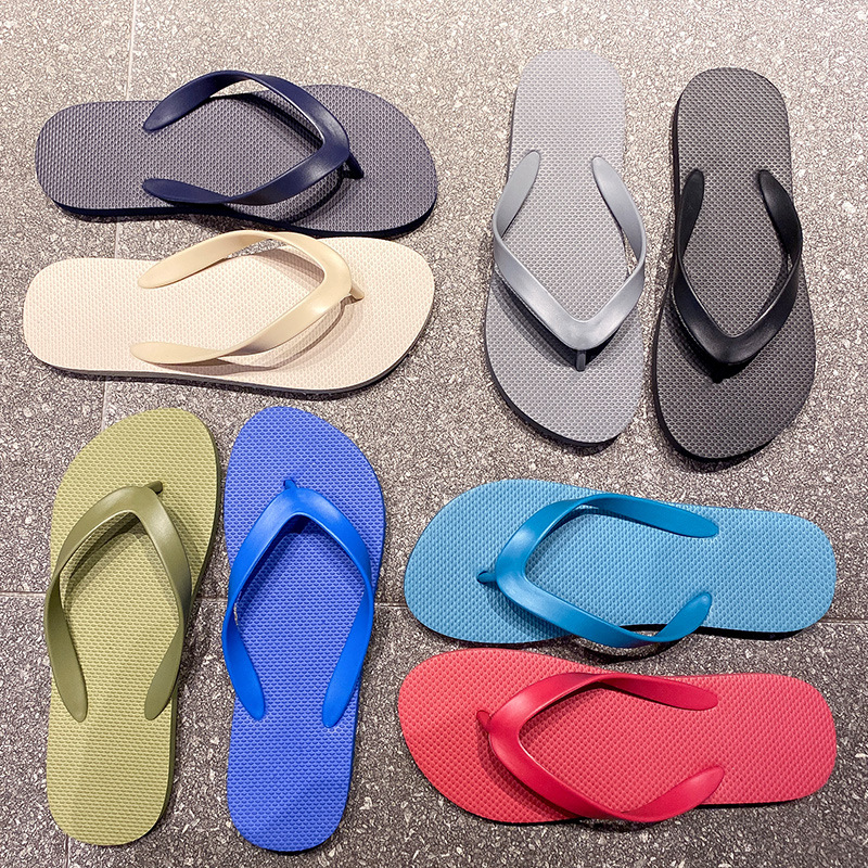 Simple Flip-Flops Men's Outwear Fashionable Casual Couple's Summer Non-Slip Solid Color Flat Heel Flip-Flops Men's Beach Slippers