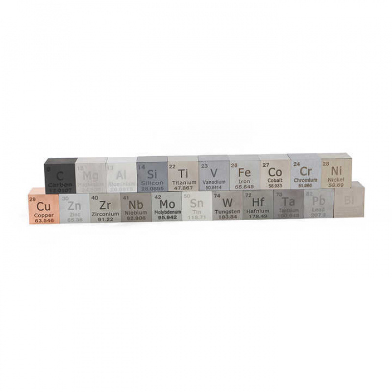 Periodic Table of Chemical Elements Physical Ornaments Metal Element Block Cube Element Collection Specimen Tungsten Titanium Silicon Copper Zinc