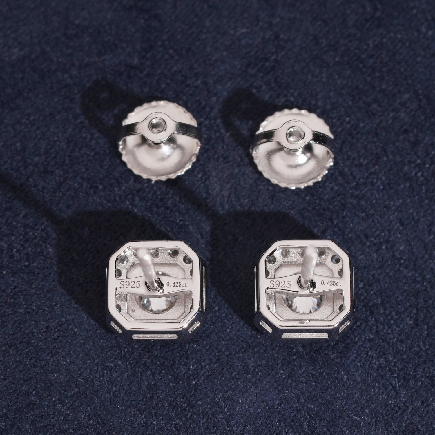 European and American Fashion 7mm Niche Earrings S925 Silver Inlaid Laboratory-Grown Diamond Hip-Hop Jewelry 1754 Personalized New Style