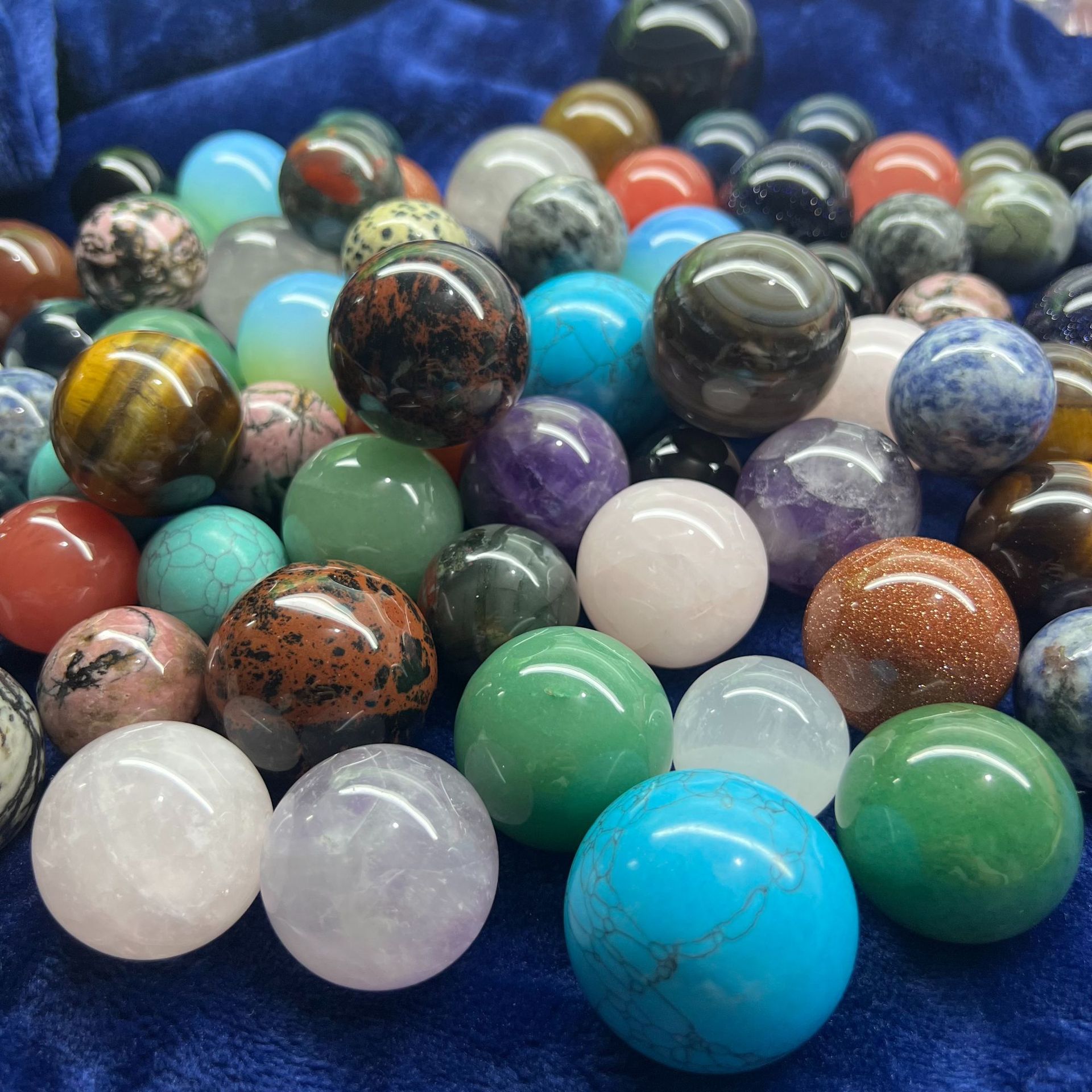 Round Beads Non-Porous Natural Stone Crystal Beads Mini Balls Semi-Precious Stones DIY Stone Jewelry Handmade Beading Material