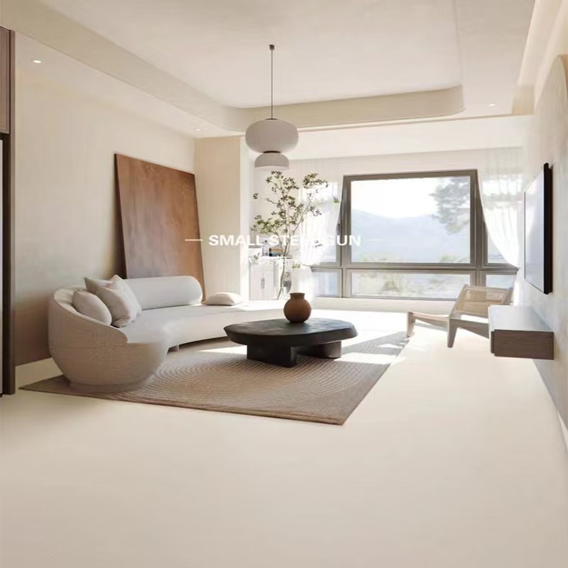 Замковый пол SPC из чистого пластика, цвет крем, стиль Wabi-Sabi, домашний микробетонный ПВХ, каменный кристалл, замковый пол