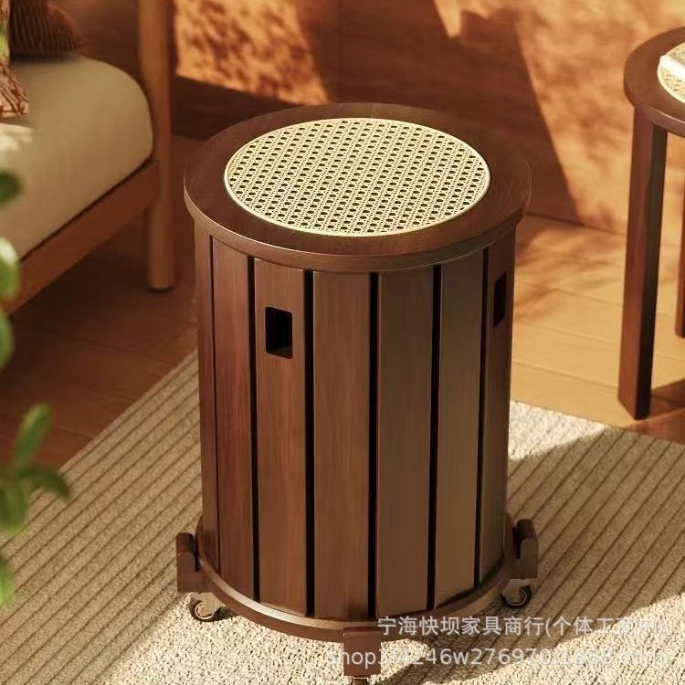 Табурет из массива дерева для дома, штабелируемая скамейка, высокий круглый табурет, табурет для хранения в столовой