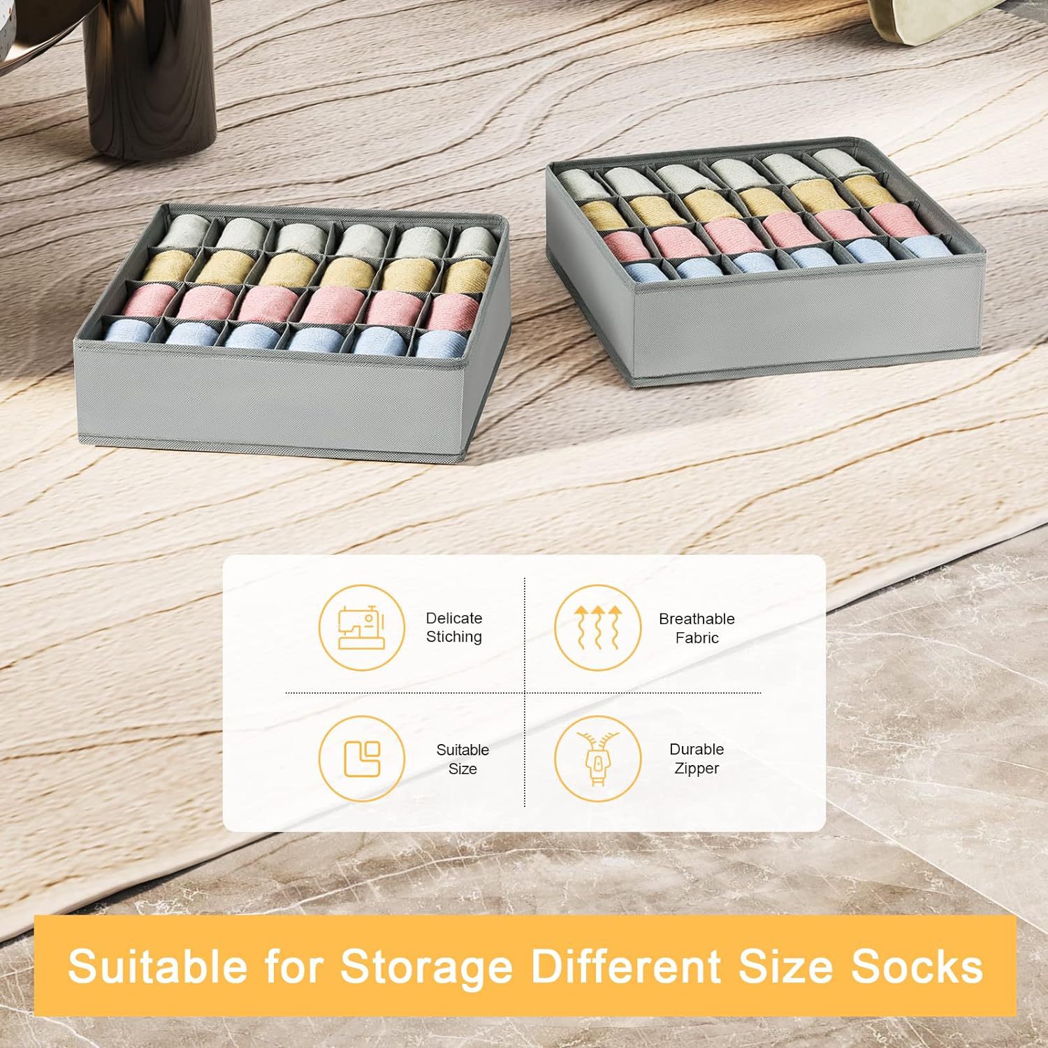 Cross-border Drawer Fabric Underwear Storage Box Socks Underwear Storage Partition Household Large Capacity Fit Box Amazon
