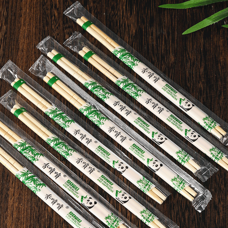 Оптовая продажа одноразовых палочек, независимая упаковка, закуски, на вынос, круглые одноразовые бамбуковые палочки, палочки с пандой