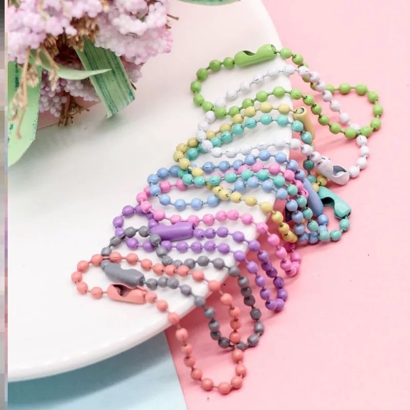 Factory Direct Sales Iron Colorfuled Paint Bead Chain Tag Chain Wave Bead Chain Jewelry Chain DIY Handmade Pendant Key Chain